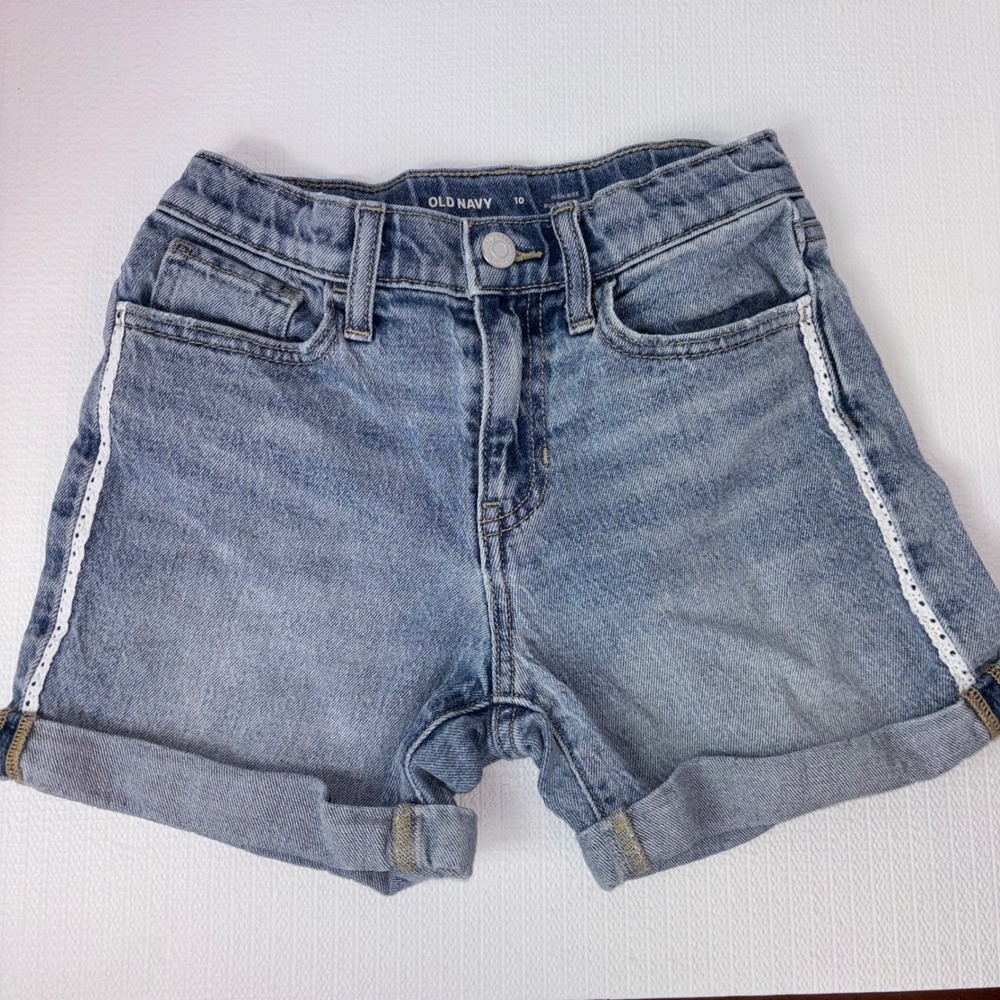 Old Navy Girls Denim Jean Shorts Size 10 High-Rise Built-In Tough Cuffed